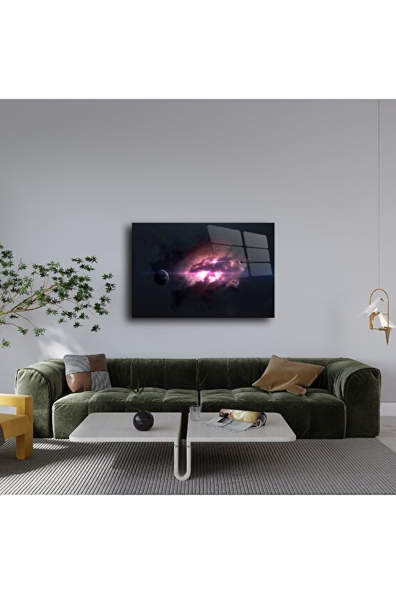 Pembe Mor Galaksi Duvar Tablosu