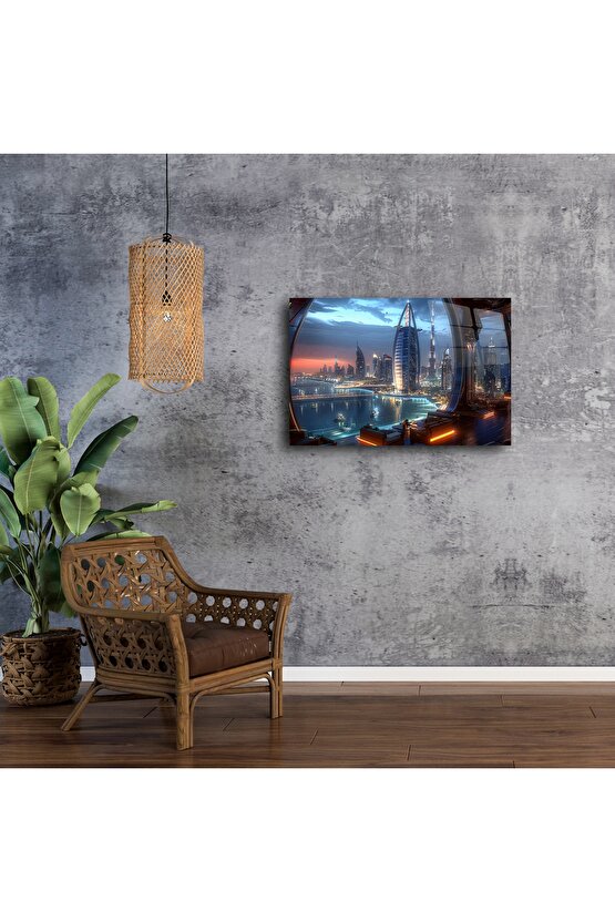 Lüks Futuristik Şehir Manzaralı Duvar Sanatı