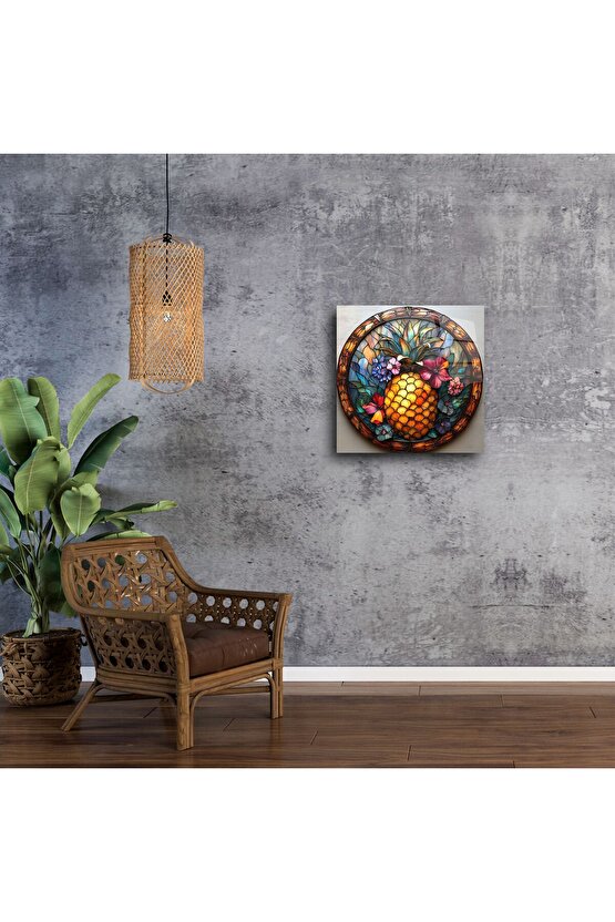 Renkli Ananas Cam Tablo