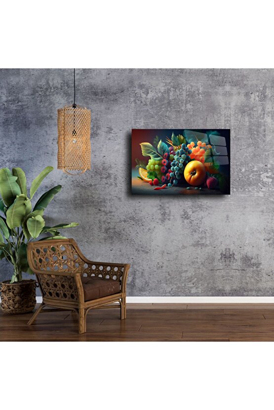 Modern Meyve Sepeti Cam Tablo