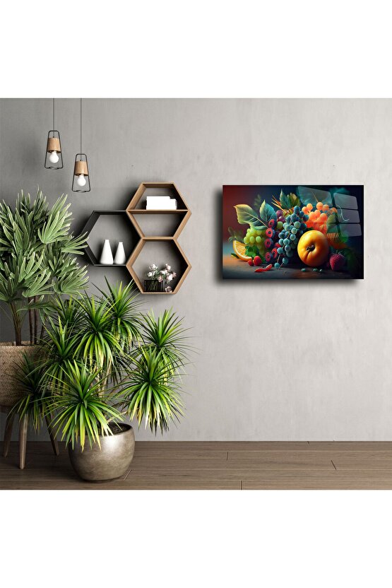 Modern Meyve Sepeti Cam Tablo