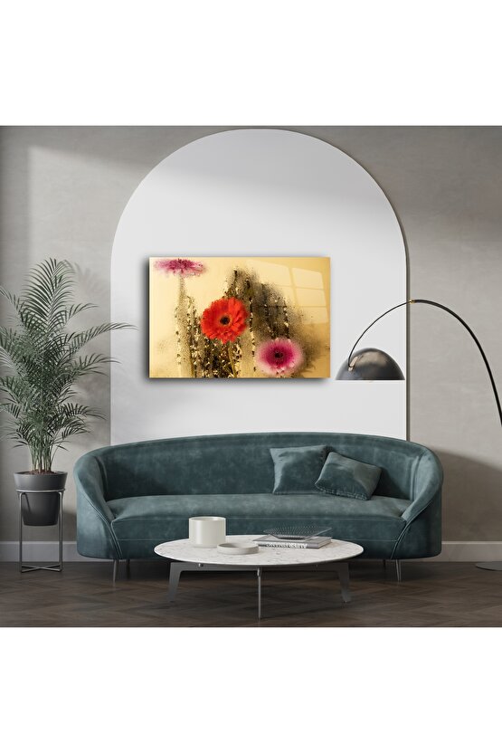 Modern Renkli Cam Çiçek Tablosu