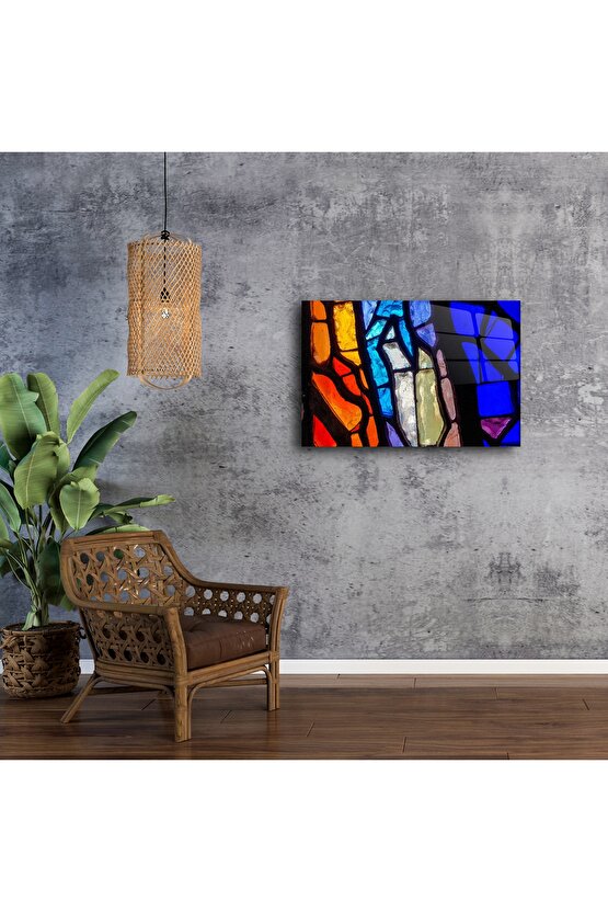 Renkli Soyut Vitray Cam Tablo