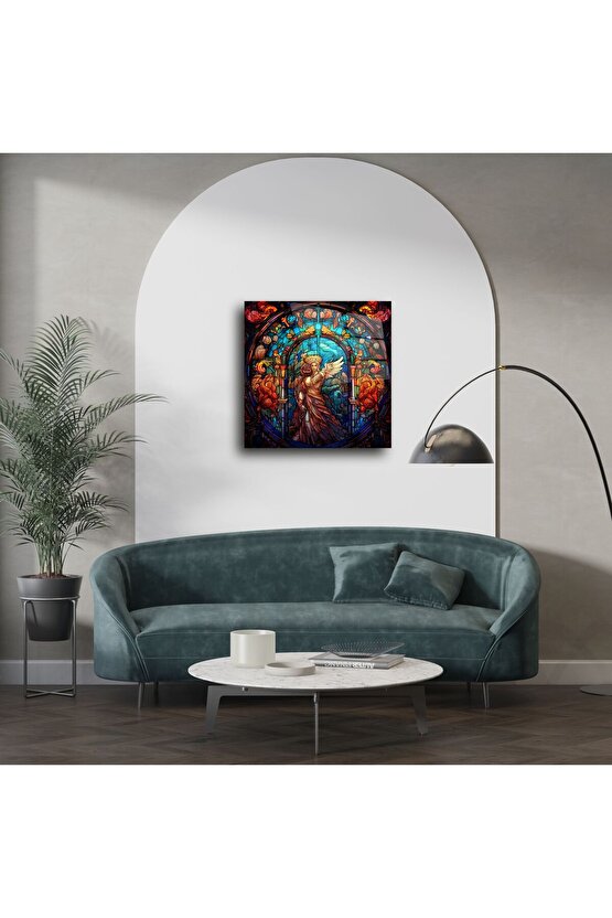 Renkli Melek Vitray Cam Tablo