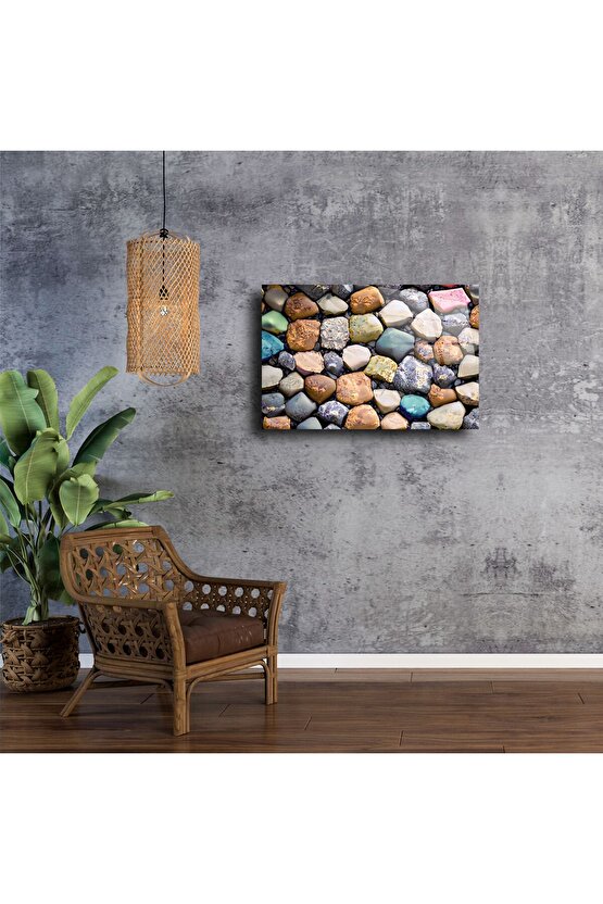 Akrilik Cam Üzerine Renkli Cilalı Çakıl Taşları Duvar Sanatı