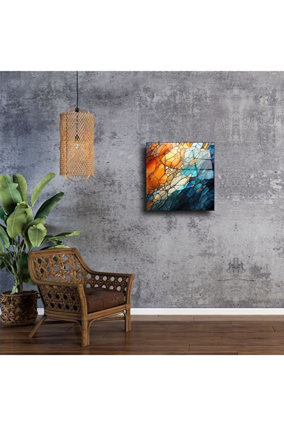 Soyut Renkli Cam Duvar Tablosu