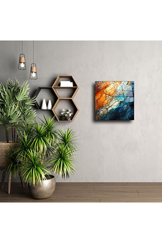 Soyut Renkli Cam Duvar Tablosu