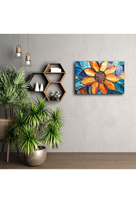 El Yapımı Renkli Cam Mozaik Çiçek Duvar Sanatı