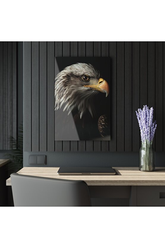 Kartal Başı Cam Tablo Duvar Dekoru