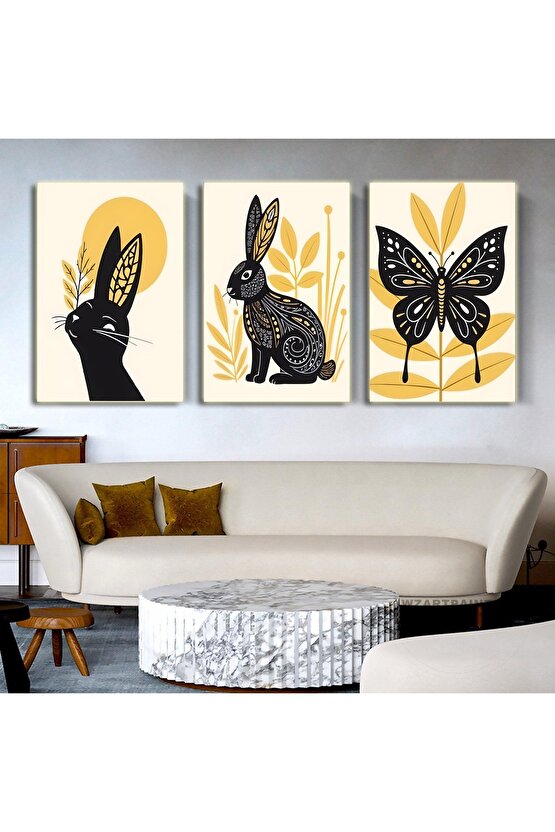 Matisse - Boho - Art Deco - Soyut - Doğa ( 3 lü Çerçevesiz ) Poster - Afiş - Tablo KR2C01111