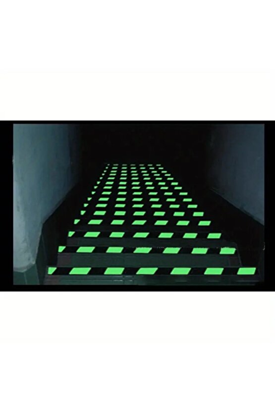 Fosforlu Kaydırmaz Bant 5cmx5m Çapraz Yeşil Fosforlu Merdiven Bandı 50mm