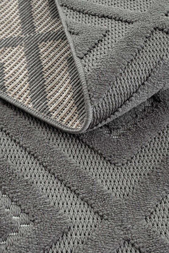 Dizayn Kaymaz Taban Koridor Halısı Kesme Yolluk Mutfak Halısı Modern Salon Halısı 1089 ANTRASİT