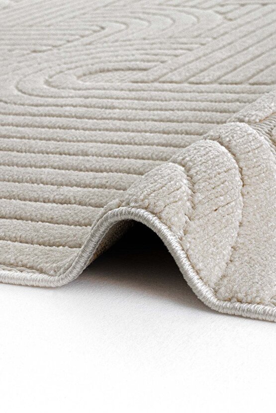 Dizayn Kaymaz Taban Koridor Halısı Kesme Yolluk Mutfak Halısı Modern Salon Halısı 1090 BEJ