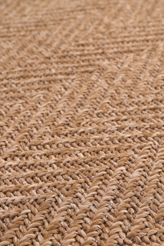 0503-Krem Kumaş Bordür Sisal Halı Kilim Hav Toz Vermez Kolay Temizlenen Hasır Kilim