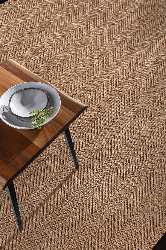 0503-Siyah Kumaş Bordür Sisal Halı Kilim Hav Toz Vermez Kolay Temizlenen Hasır Kilim