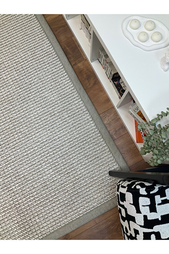 Kumaş Bordür Bej Bukle Bej Bordür  Halı Salon Koridor Mutfak Çocuk Odası Halısı  Kilim S265