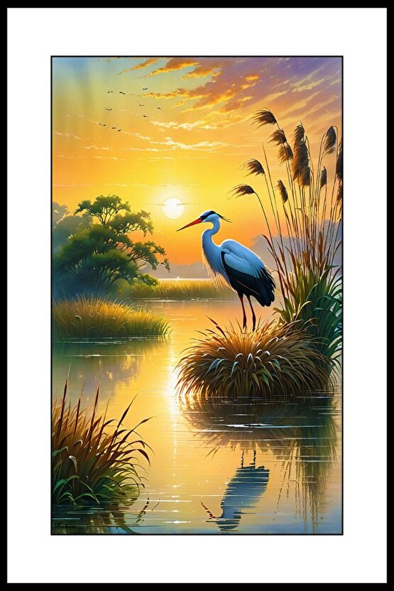 Yanlız Leylek Digital Art ( ÇERÇEVESİZ - ÇERÇEVE YOKTUR ) ( ULTRA HD ) FOLYO AFİŞ - POSTER