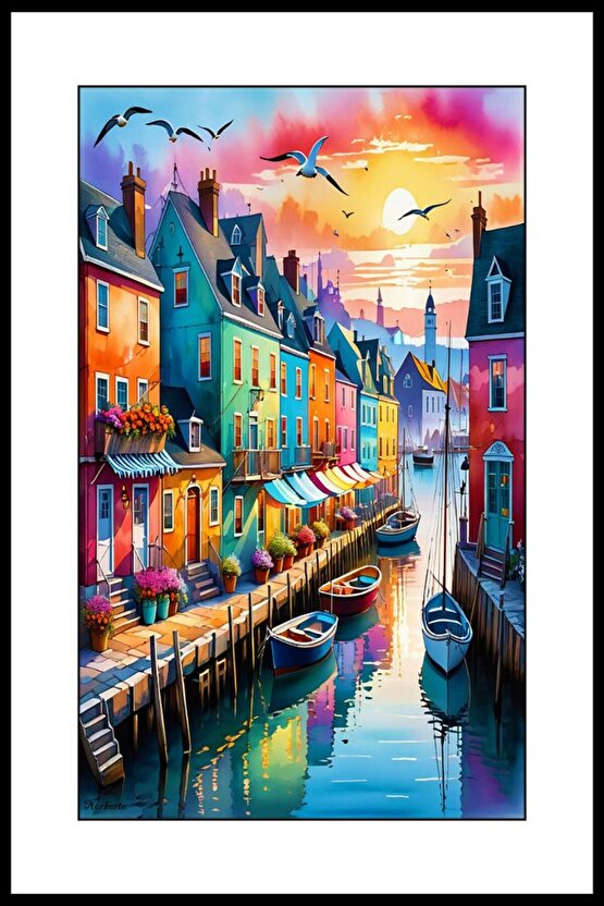 Venedik Limanı Digital Art ( ÇERÇEVESİZ - ÇERÇEVE YOKTUR ) ( ULTRA HD ) FOLYO AFİŞ - POSTER