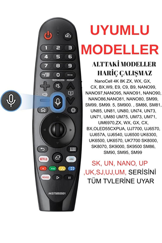 Ses Komutlu Ve Air Mouseli Sihirli Kumanda Mr20,mr19,mr18 Uyumlu