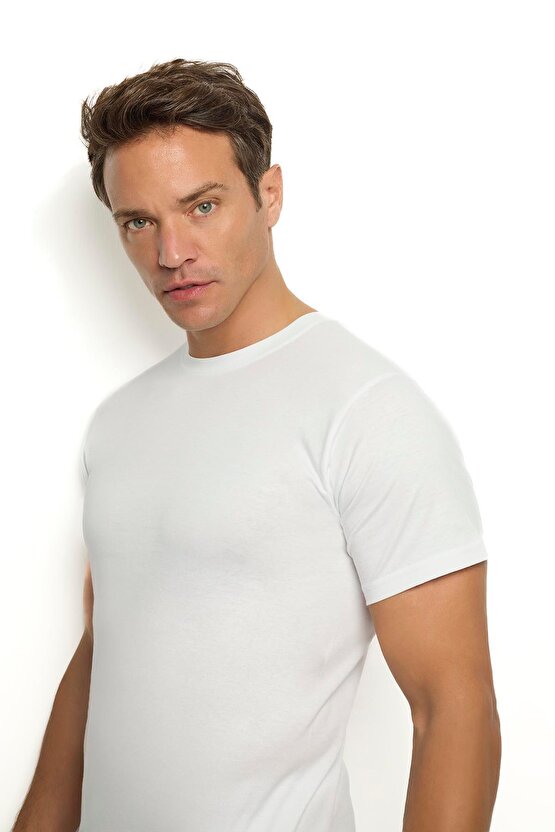 Erkek Beyaz Pamuklu Sıfır Yaka Atlet 104