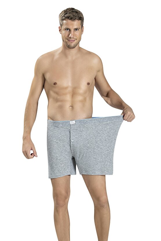 183 Erkek Büyük Beden Pamuklu Siyah-Beyaz-Gri 3lü Boxer