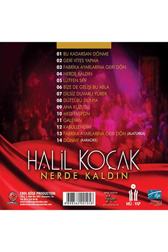 Halil Koçak - Nerede Kaldın ( CD ) Ambalajında