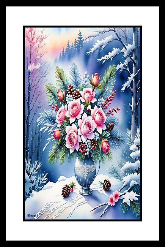 Ormandaki Çiçekli Vazo Digital Art ( ÇERÇEVESİZ - ÇERÇEVE YOKTUR ) ( ULTRA HD ) FOLYO AFİŞ - POSTER