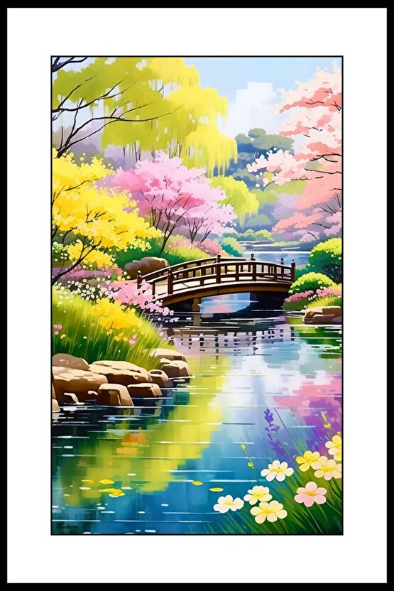 Sonbahar ve Köprü Digital Art ( ÇERÇEVESİZ - ÇERÇEVE YOKTUR ) ( ULTRA HD ) FOLYO AFİŞ - POSTER