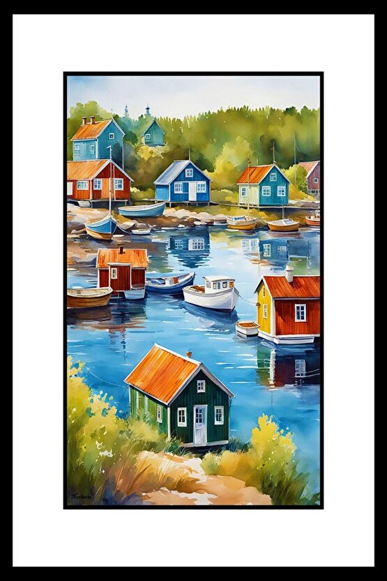 Balıkçı Kasabası Digital Art ( ÇERÇEVESİZ - ÇERÇEVE YOKTUR ) ( ULTRA HD ) FOLYO AFİŞ - POSTER