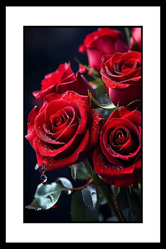 Gül Damlaları Digital Art ( ÇERÇEVESİZ - ÇERÇEVE YOKTUR ) ( ULTRA HD ) FOLYO AFİŞ - POSTER