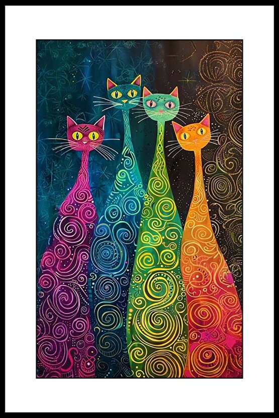 Kediler Zamanı Digital Art ( ÇERÇEVESİZ - ÇERÇEVE YOKTUR ) ( ULTRA HD ) FOLYO AFİŞ - POSTER