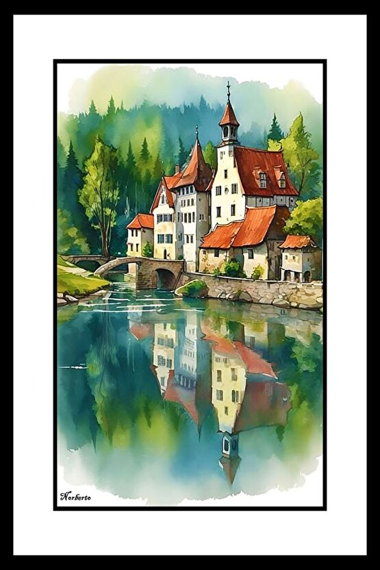 Sahildeki Ev Digital Art ( ÇERÇEVESİZ - ÇERÇEVE YOKTUR ) ( ULTRA HD ) FOLYO AFİŞ - POSTER