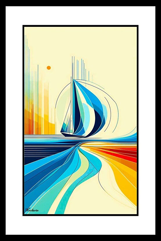 Irmakta Gemi Digital Art ( ÇERÇEVESİZ - ÇERÇEVE YOKTUR ) ( ULTRA HD ) FOLYO AFİŞ - POSTER