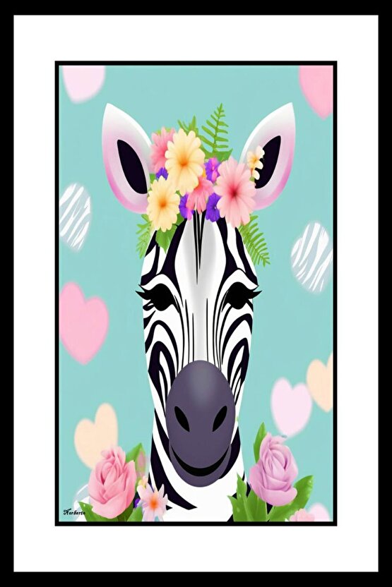 Tatlı Zebra Digital Art ( ÇERÇEVESİZ - ÇERÇEVE YOKTUR ) ( ULTRA HD ) FOLYO AFİŞ - POSTER