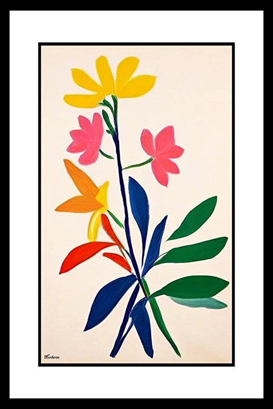 Çiçek ve Yaprakları Digital Art ( ÇERÇEVESİZ - ÇERÇEVE YOKTUR ) ( ULTRA HD ) FOLYO AFİŞ - POSTER