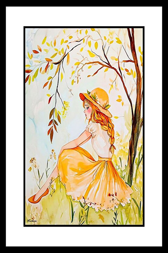 Bahçedeki Kız Digital Art ( ÇERÇEVESİZ - ÇERÇEVE YOKTUR ) ( ULTRA HD ) FOLYO AFİŞ - POSTER