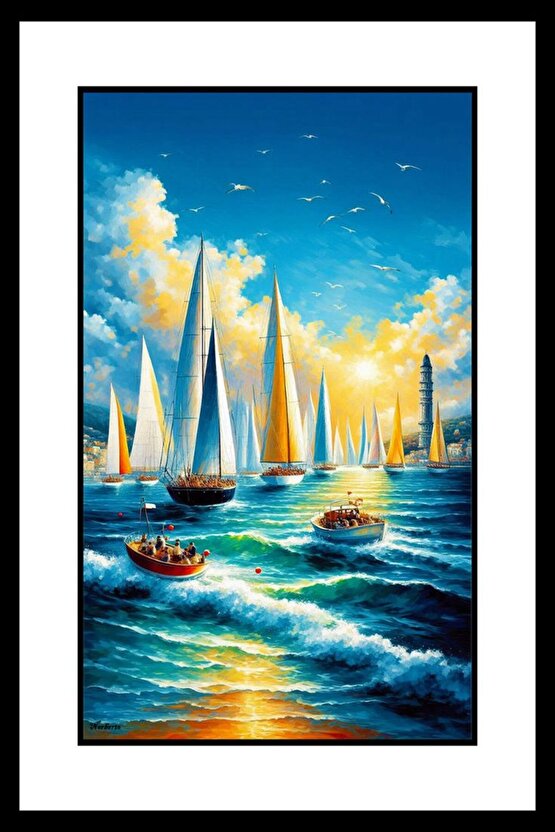 Kıyıya Gelen Gemiler Digital Art ( ÇERÇEVESİZ - ÇERÇEVE YOKTUR ) ( ULTRA HD ) FOLYO AFİŞ - POSTER