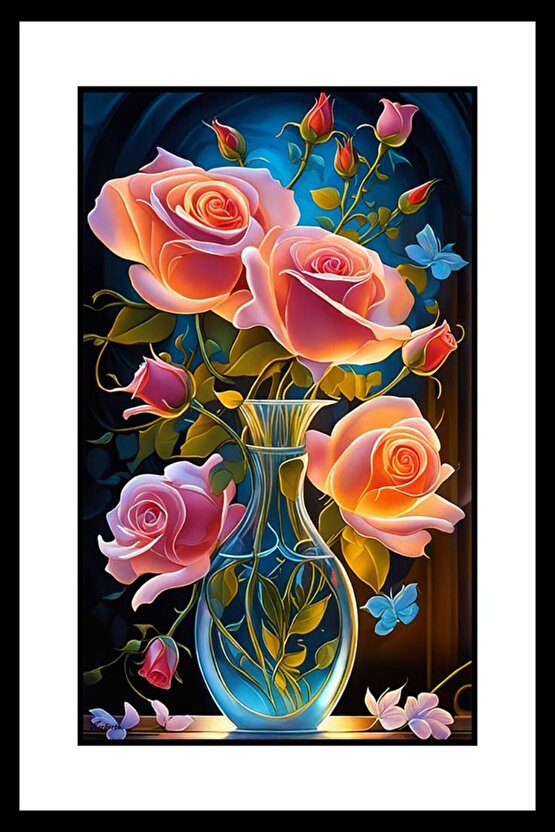 Vazoda Çiçekler Soyut Digital Art ( ÇERÇEVESİZ - ÇERÇEVE YOKTUR ) ( ULTRA HD ) FOLYO AFİŞ - POSTER