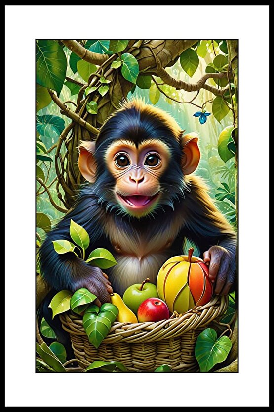 Oyun Oynayan Maymun Digital Art ( ÇERÇEVESİZ - ÇERÇEVE YOKTUR ) ( ULTRA HD ) FOLYO AFİŞ - POSTER