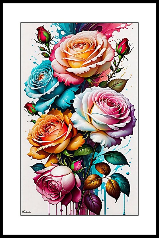 Güller Tablosu Digital Art ( ÇERÇEVESİZ - ÇERÇEVE YOKTUR ) ( ULTRA HD ) FOLYO AFİŞ - POSTER