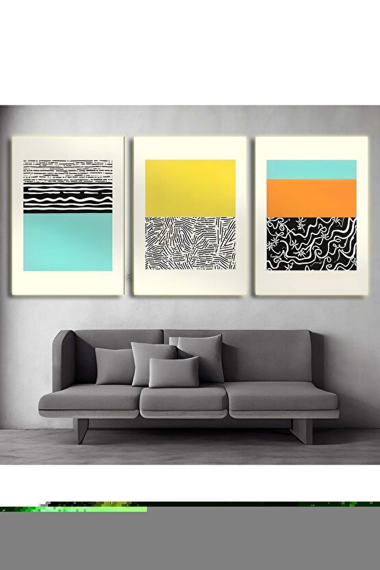 Matisse - Boho - Art Deco - Soyut - Doğa ( 3 lü Çerçevesiz ) Poster - Afiş - Tablo KR2C01029