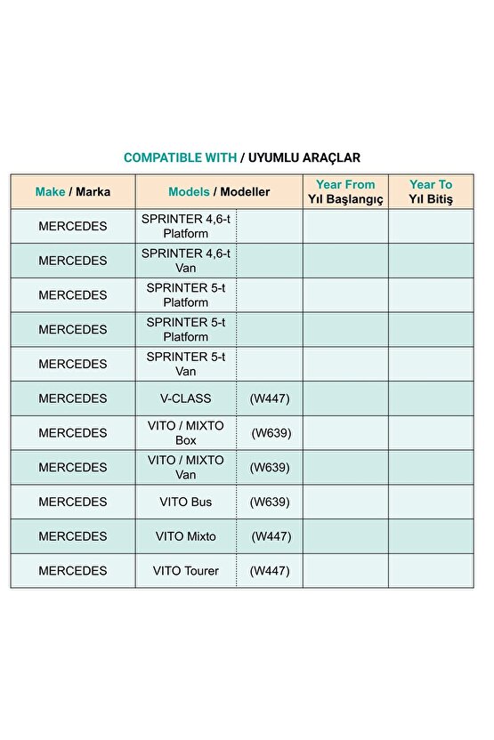 Mercedes Vito Sprinter için Kapı Döşeme Klips - 1 Adet