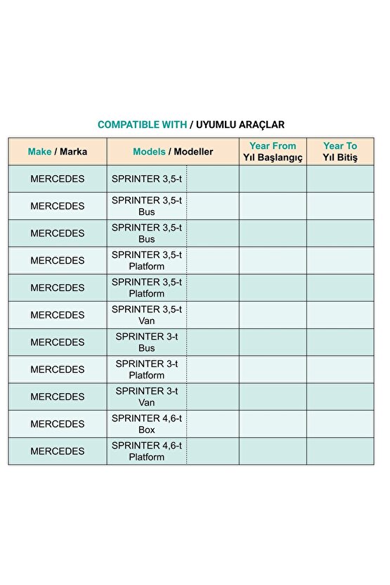 Mercedes Vito Sprinter için Kapı Döşeme Klips - 10 Adet