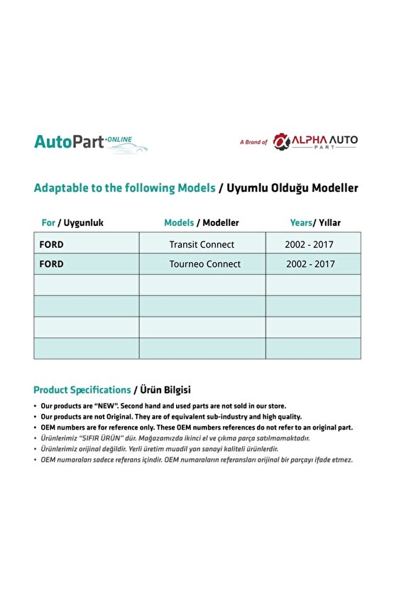 Ford Connect Için Ön Çamurluk Bakalit Klips 10lu