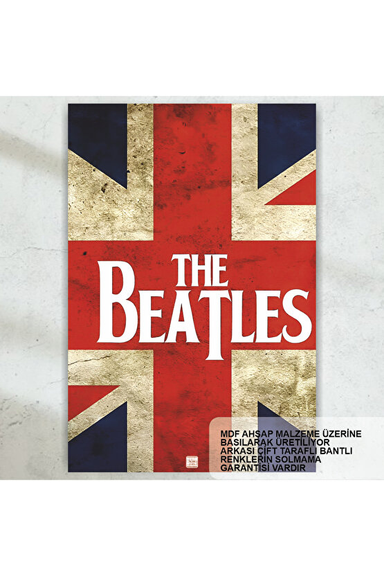 the beatles rock müzik ingiltere bayrak vintage dekorasyon retro ahşap poster