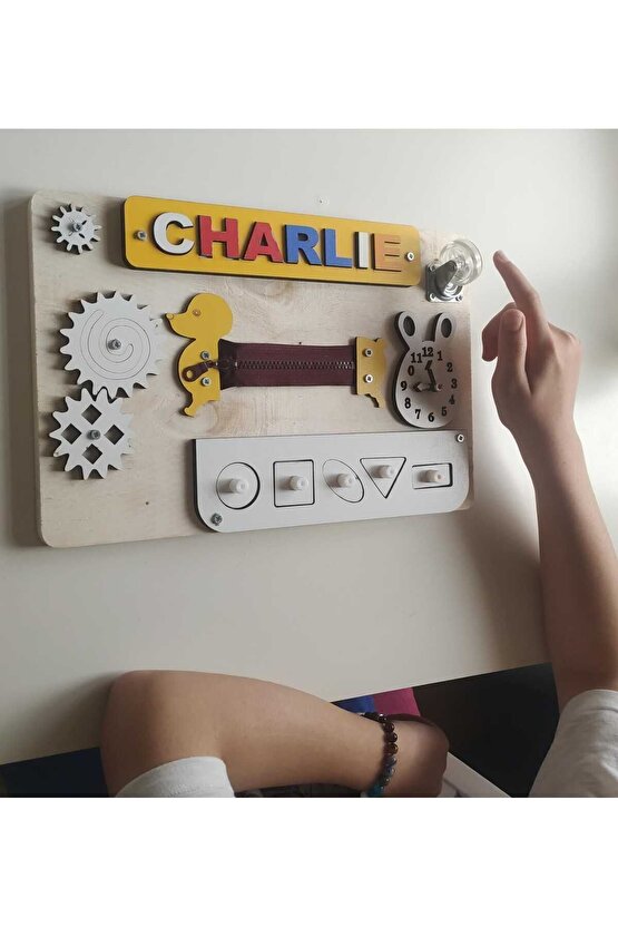 Ahşap oyuncaklar, Aktivite Eğitim Tahtası, Montessori Oyuncak, Busy Board - TABLET BOY