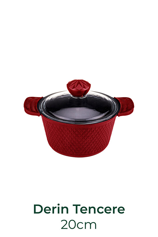 Giza - 8 Parça Granit Tencere Seti Kırmızı