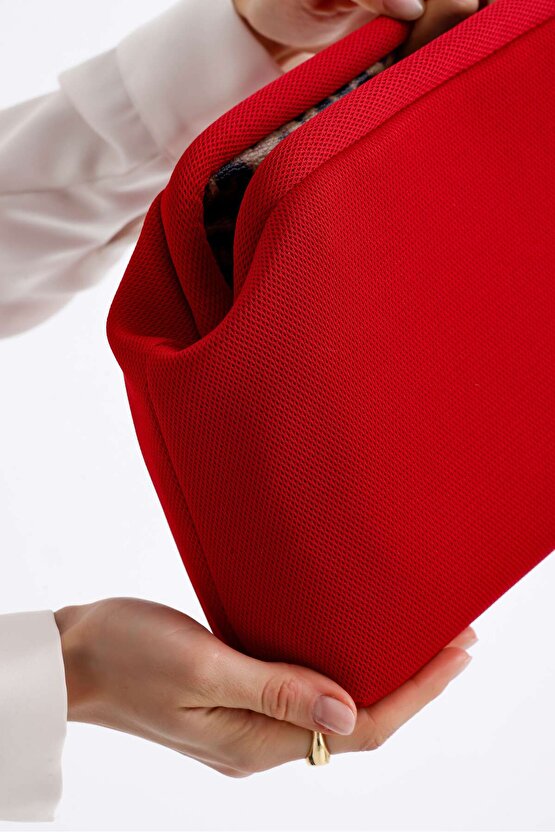 Heybes Kadın Kırmızı Clutch Portföy El Çantası