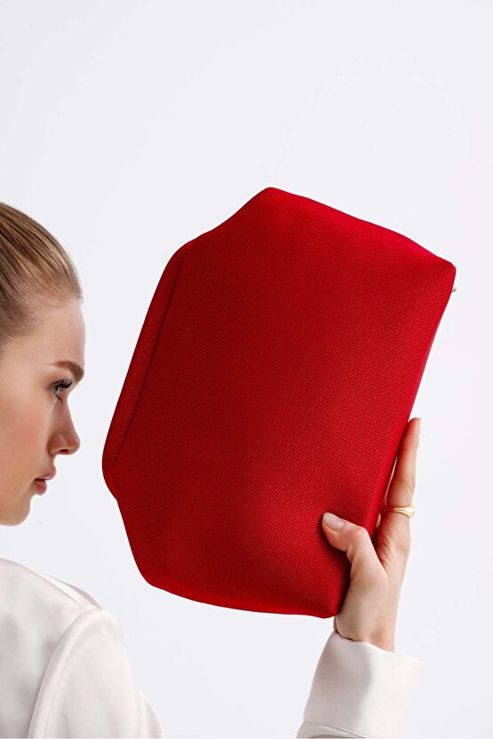 Heybes Kadın Kırmızı Clutch Portföy El Çantası