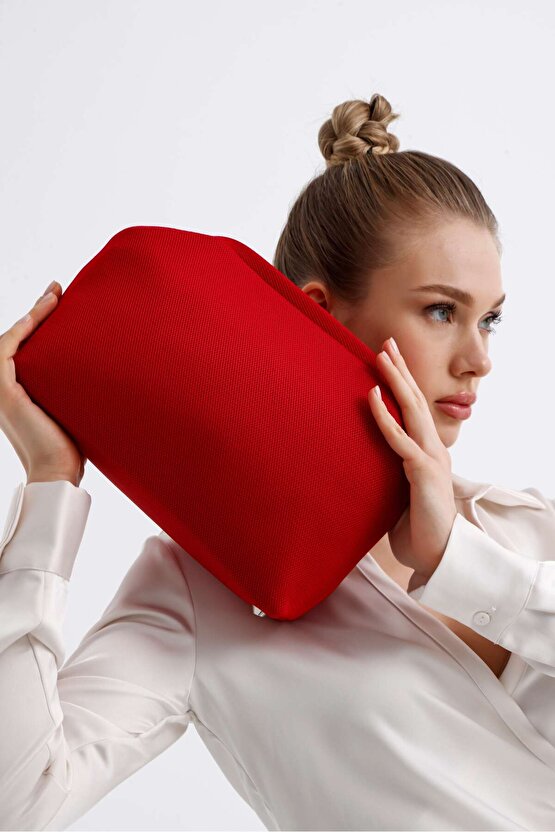 Heybes Kadın Kırmızı Clutch Portföy El Çantası